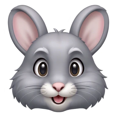 Cinematic Comical Grey Rabbit Portrait Emoji, Head tilted dramatically with an exaggeratedly amused expression, featuring a striking grey fur with subtle textures, wide, expressive grey eyes filled with playful disbelief, Simplified yet hilariously expressive features, highly detailed, glowing with a slightly sassy glow, high shine, dramatic yet playful, stylized with an air of cheeky mischief, bright and endearing, soft glowing outline, capturing the essence of a spirited and over-the-top bunny, so meme-worthy it feels like it could side-eye its way into internet fame instantly! sticker