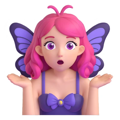 white girl with purple and pink hair, shocked fairy expression sticker