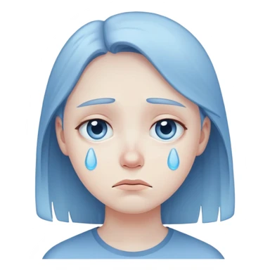 depression sad face blue tones subtle tears sticker