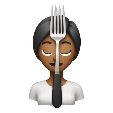 a woman with a fork and knife sticker