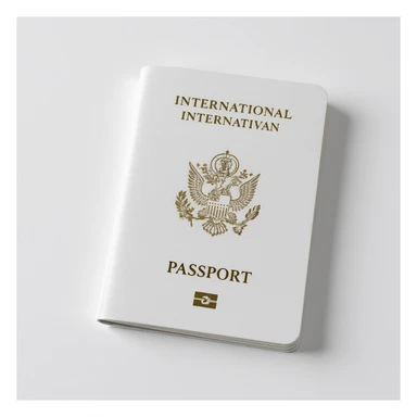 realistic stock photo style white international passport on white background with soft shadows, no decoration sticker