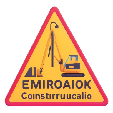 construction sign with 'em construção' text, animated effect, lights or tools suggesting movement sticker