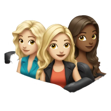 3 girls in a expensive car , one blonde girl , one brunette with wavy hair and one brunette with straight hair sticker