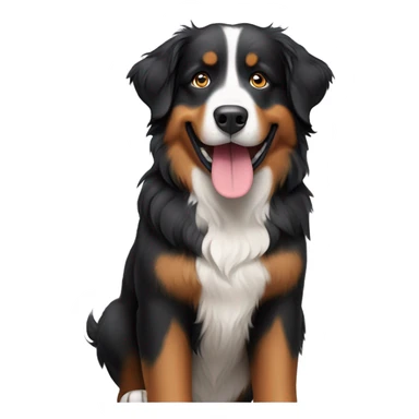 happy bernese mountain dog / australian shepherd mix (slim posture, blue eyes) sticker