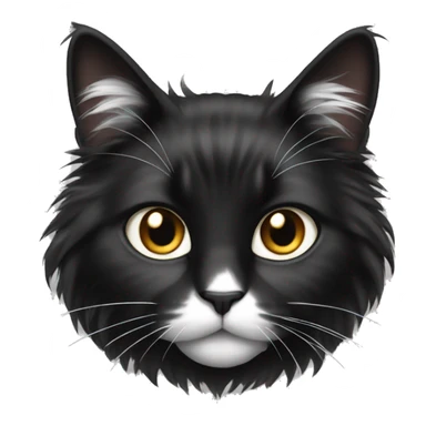 long haired cat black with white spot sticker