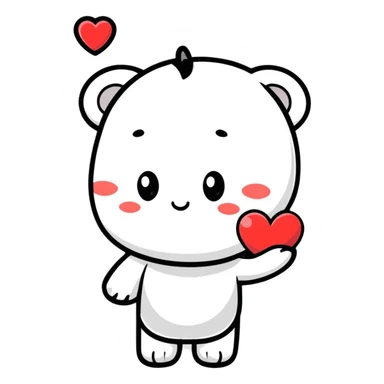 cute character holding a heart with Meri text sticker