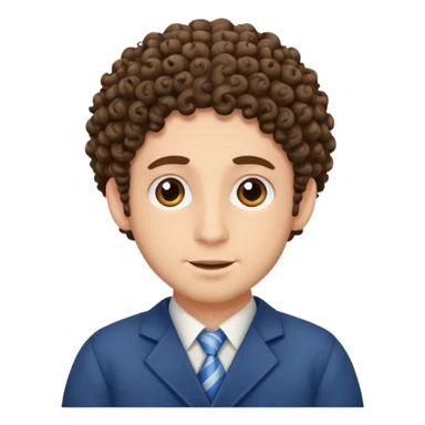 jewish man's face, wearing a tiny yarmulke and curly hair strands sticker
