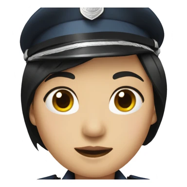 Asian Policewoman with black hair  sticker