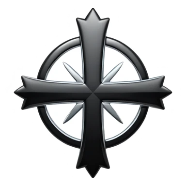 Black star, chrome cross sticker