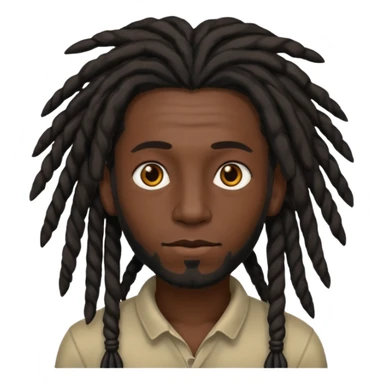 man with dreadlocks and black skin sticker