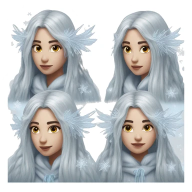 big wings, hood, silver, icy ,snowflake, Beautiful, fairy, long hair sticker