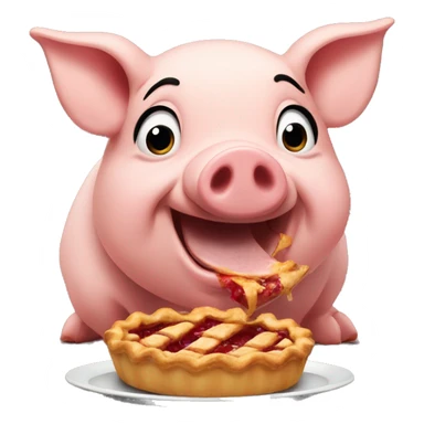 Pig eating pie sticker
