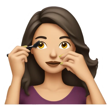 brunette woman applying mascara sticker