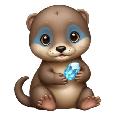 baby otter holding crystals sticker