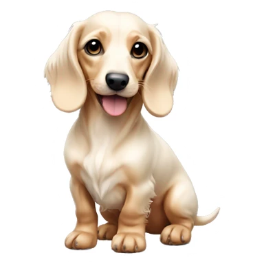 mini long-haired puppy dachshund cream white colors full body side sticker