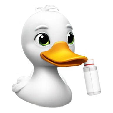 duck with an inhaler sticker
