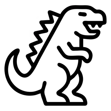 Godzilla simple bold icon black outline no fill minimal details sticker