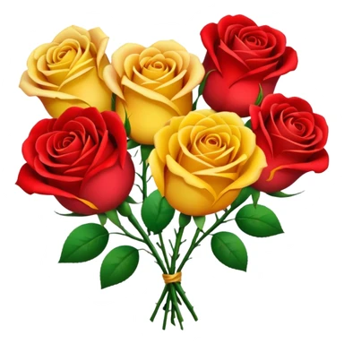 Gradient roses with from yellow to red with heart holding sticker