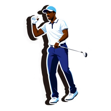 Cool looking black man hitting a golf ball sticker