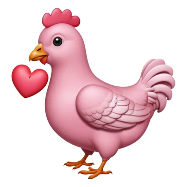 An pink pigeon eating heart shaped chicken  sticker