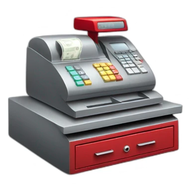 gray cash register red handle sticker