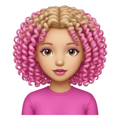 A beautiful girl with light skin, curly hair, and a pink vibe. sticker