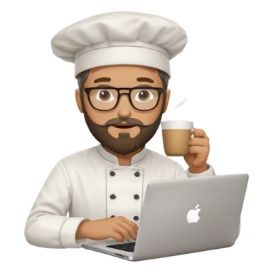 Man glasses beard MacBook coffee chef hat sticker