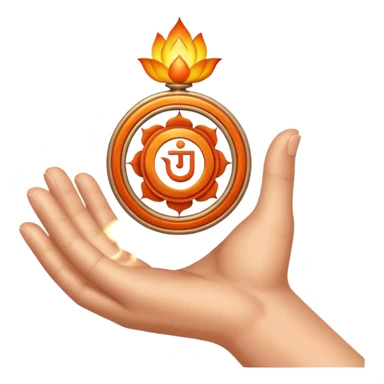 Make a emoji in which a finger taking sudarshan chakra sticker