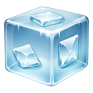 A clear frozen ice cube with light reflections sticker