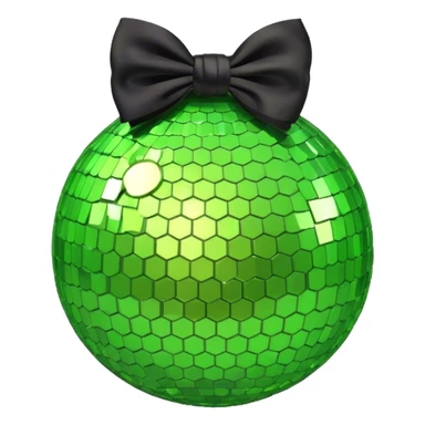 lime green sparkly disco ball with black bow sticker
