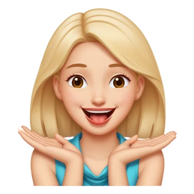 hands crossed over holding neck girl laughing tongue out sticker