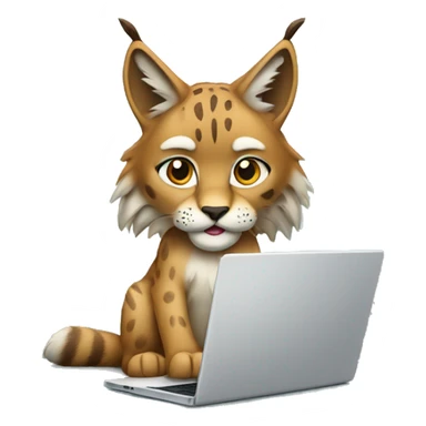 A lynx with a laptop sticker