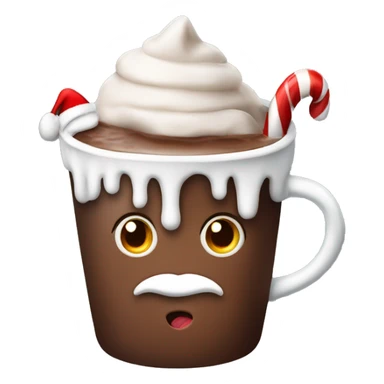 Cute Hot chocolate wearing Santa hat sticker