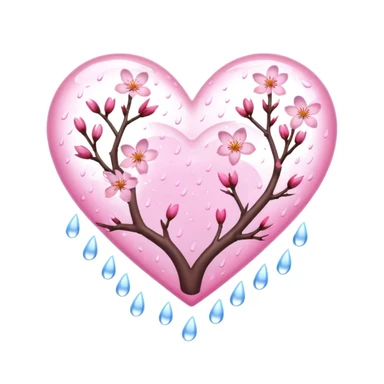 sakura heart with cherry blossom rain sticker