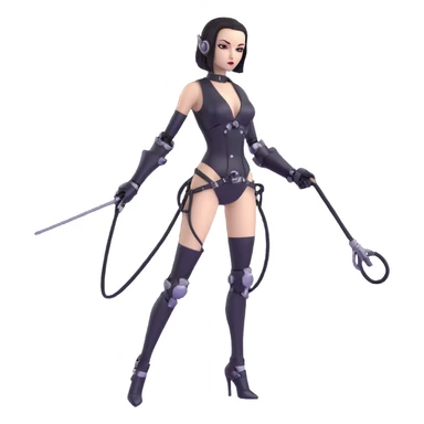 slender sexy female robot emoji, black metal, dominatrix style, holding a whip sticker