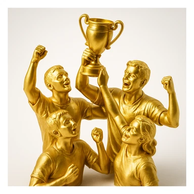 team celebrating with trophy sticker