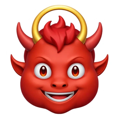 A friendly devil emoji with a halo on top of his horns sticker