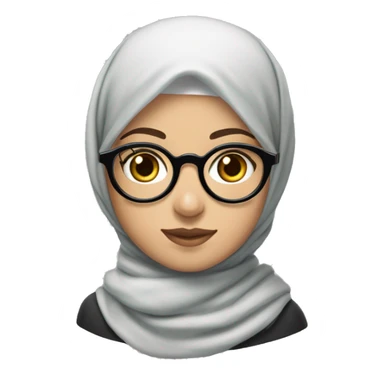 Palestinian girl, white skin, with a vela hijab and round Harry Potter glasses and also wearing a keffiyah sticker