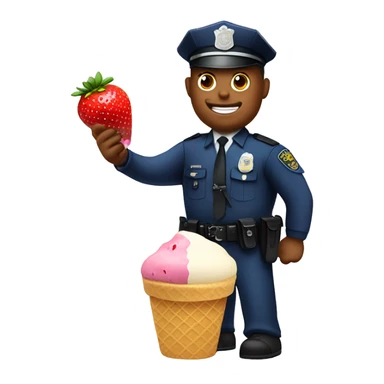 Police man ice cream blueberries and strawberry  sticker