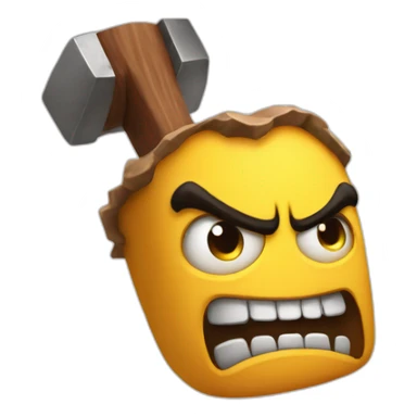 Mad hammer with angry face on it sticker