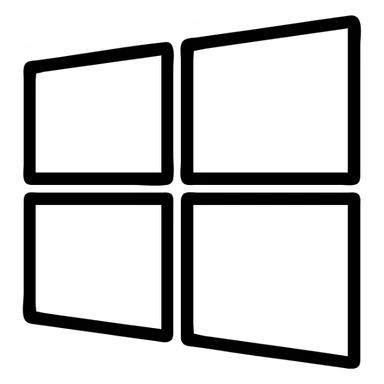 Windows 10 logo, four blue window panes, minimal, outlined icon style sticker