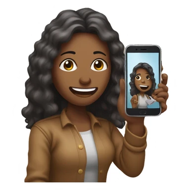 persona mujer tomandose una selfie con el celular en la mano sacando la lengua de costado sticker