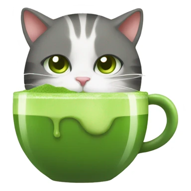 cat drinking matcha sticker