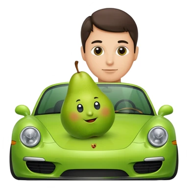 plain pear in a porshce sticker