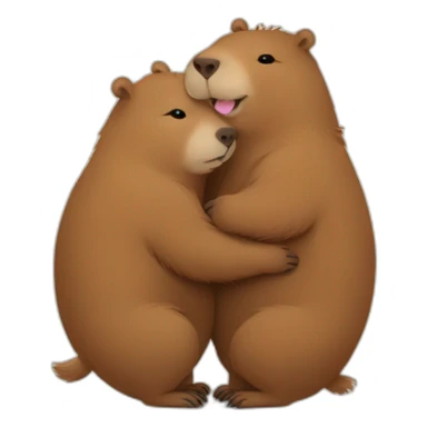 Capybara and fluffy bear hug sticker