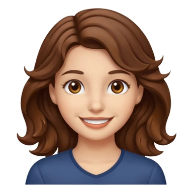 girl with brown eyes, brown hair and wavy hair smiling sticker