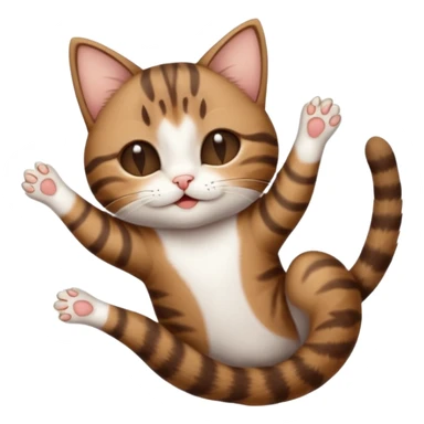 dark brown tabby and white small cat in funny positions upside down with eyes closed sticker