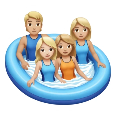 2 girls and 2 guys on the lazy river waterslide. 1 girl and 1 guy have blonde hair and 1 girl and 1 guy have brown. we are all very pale. 4 PEOPLE  sticker