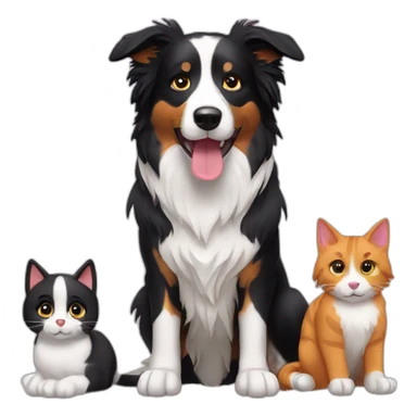 border collie with two cats sticker