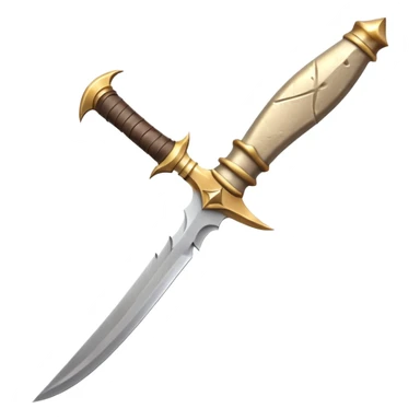 desert dagger object icon, curved blade, sandy steel texture, leather wrapped handle, subtle gold accents, fantasy desert weapon, 3D cartoon, mobile game icon style, centered, clean background, soft shadow, no text, no watermark
 sticker